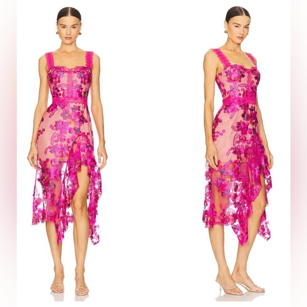Bronx And Banco New Eva Midi Gown In Fuchsia Size M - Picture 4 of 16